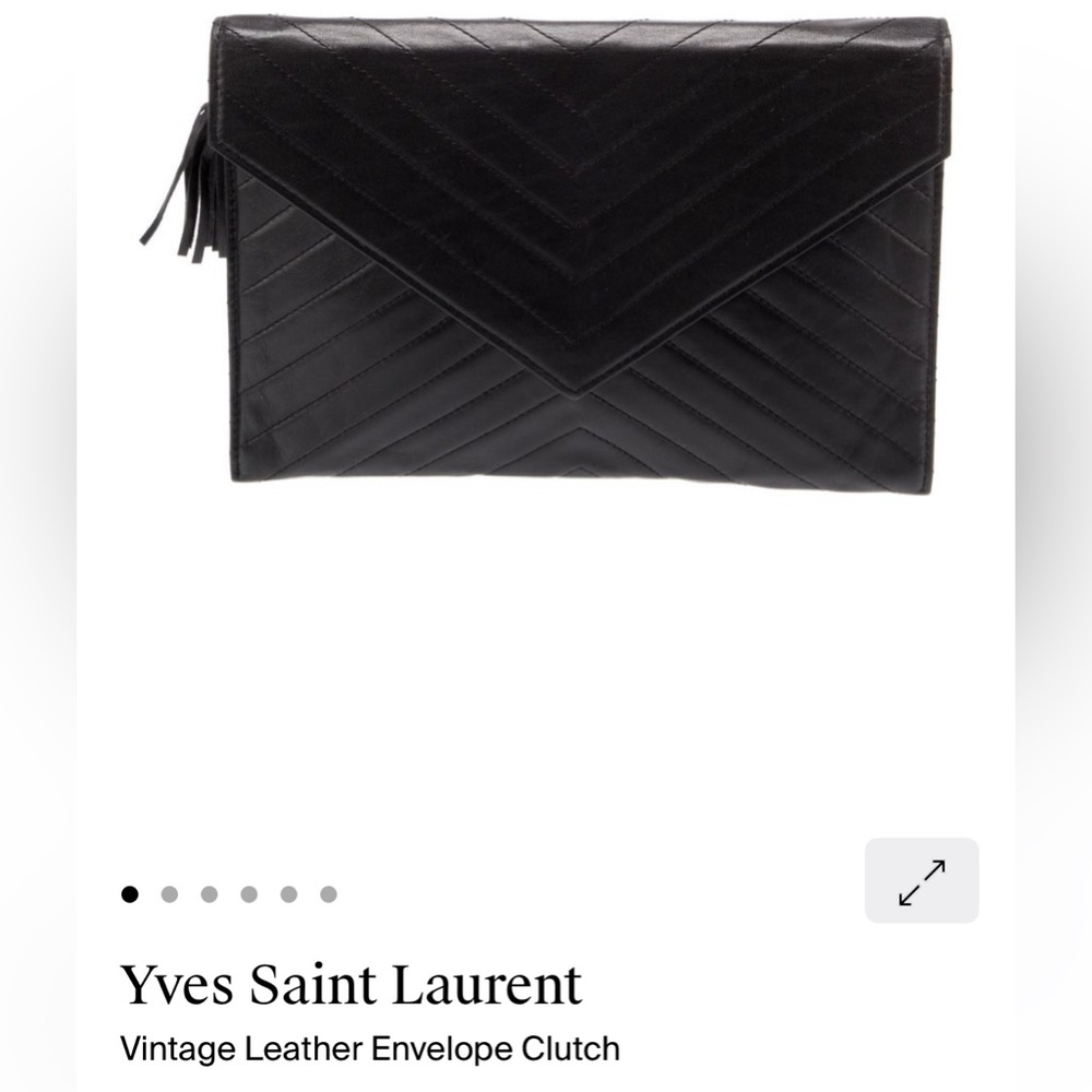 Yves Saint Laurent Black Leather Envelope Clutch